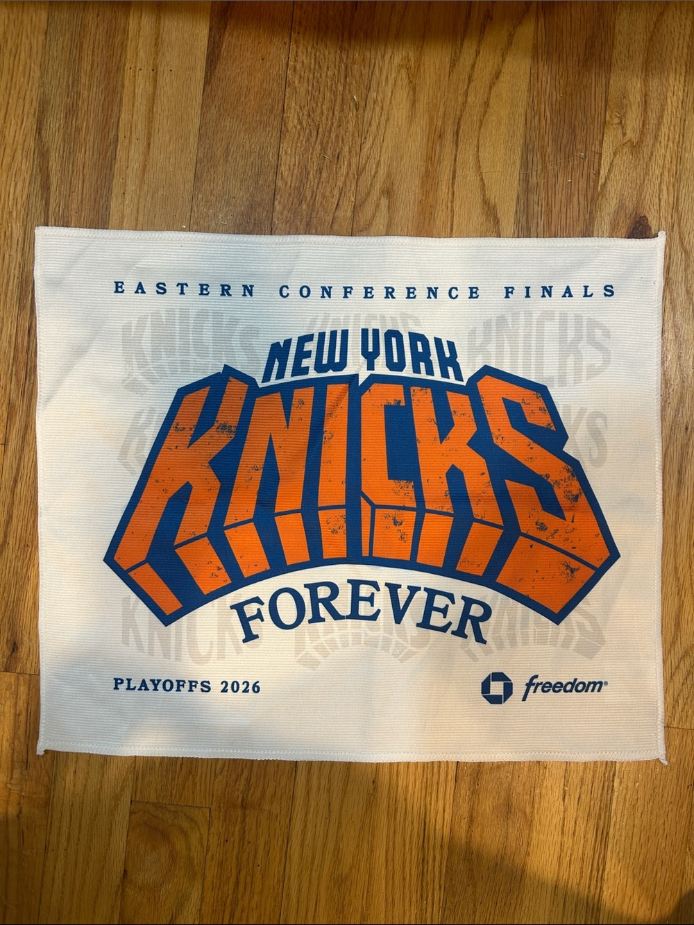 New York Knicks Forever White & Orange Playoffs Rally Towel - Freedom